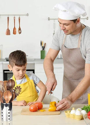 10 Pack Wooden Utensils for Cooking, Wood Utensil Set for Kitchen, Teak Wooden Spoon for Cooking, Non-Stick Spatula Ladle