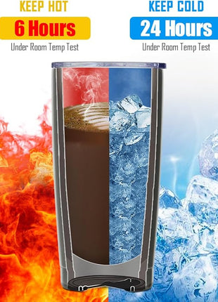 SUNWILL Travel Coffee Tumbler 20 oz, Insulated Mug with Lid, Stainless Steel Cup for Hot and Cold Drinks, Powder Coated Orange