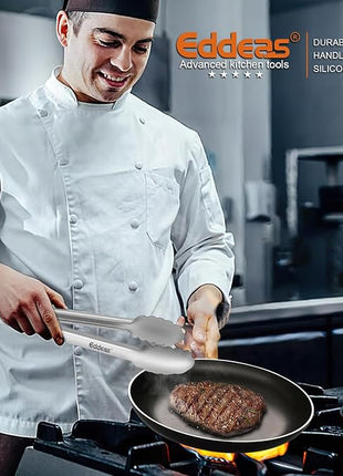 2PCS 12inch Kitchen Tongs - Heat Resistant 600 Degree Tongs for Cooking, Heavy Duty All Metal Food Tongs, Stainless Steel and Non-Slip handle, Salad, Grilling, Barbecue, Dishwasher safe