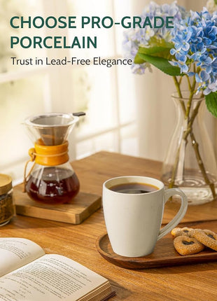 Sweese Porcelain Mugs - 16 Ounce (Top to the Rim) for Coffee, Tea, Cocoa, Set of 4, Neutral Colors