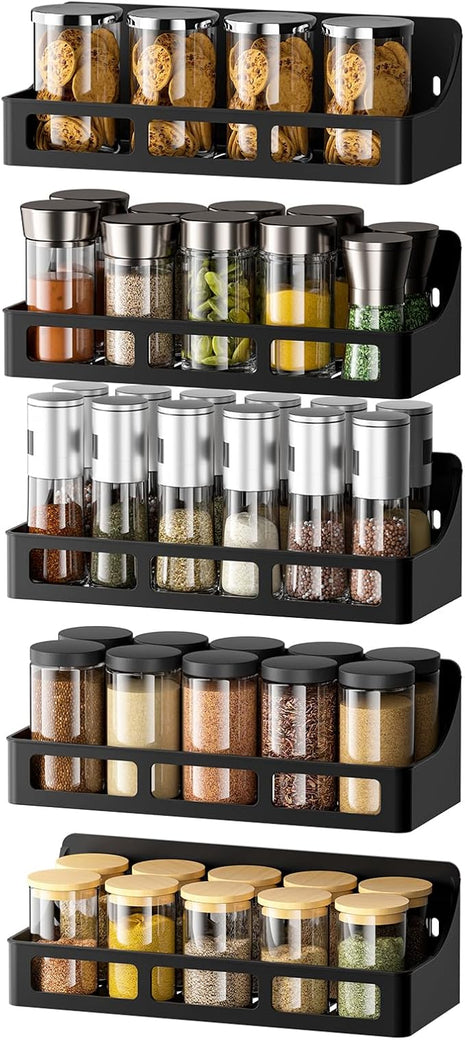 Jewem Magnetic Rack for Dry Erase Board, Magnetic Spice Rack for Refrigerator, 5 Pack Magnetic Shelf for Spice Jars, Spice Organization for Cabinet, Heavy Duty Seasoning Rack for Kitchen Organization