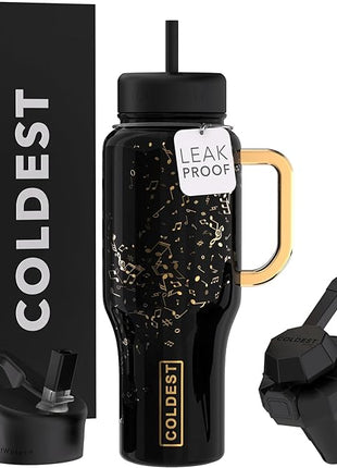 Coldest Tumbler with Handle and Straw - 100% Leak Proof Insulated Tumbler with Lid and Straw (3 Lids) - Stainless Steel Tumblers for Women & Men - Cup Holder Friendly Base, 36 oz (The Musician)