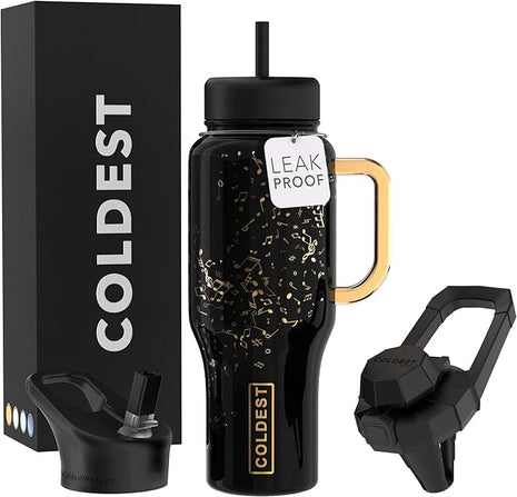 Coldest Tumbler with Handle and Straw - 100% Leak Proof Insulated Tumbler with Lid and Straw (3 Lids) - Stainless Steel Tumblers for Women & Men - Cup Holder Friendly Base, 36 oz (The Musician)