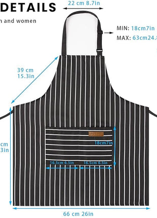 2 Pack Adjustable Bib Apron with 2 Pockets Chef Cooking Kitchen Restaurant Aprons for Women Men
