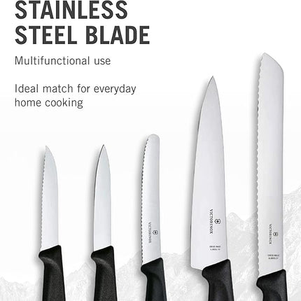 Victorinox Swiss Classic Kitchen Set - Includes Paring Knives, Carving Knife, Bread Knife & More - Premium Kitchen Accessories - Black Handles, 5-Piece Set