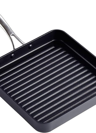 Cooks Standard Nonstick Square Grill Pan 11 x 11-Inch, Hard Anodized Grilling Skillet Pan Cookware for Camping, Home Use
