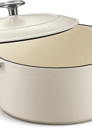 Tramontina Bestow Enameled Cast Iron Dutch Oven Pot with Lid, Round 5.5-quart, Matte White