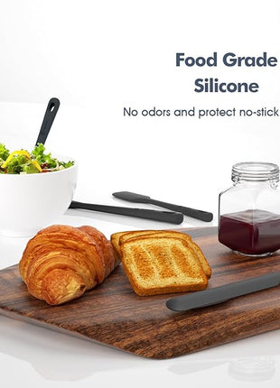 5 Pieces Silicone Spatula Set, Food Grade Rubber Spatula, Upgrade Strong Handle with Ergonomic Grip, Heat Resistant Up to 600°F for Nonstick Cookware, Cooking Black