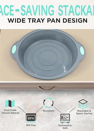 To encounter 9 Inch Silicone Round Cake Pans, 2 Pack Nonstick Silicone Baking Pans Set, Food Grade Cake Molds, with Metal Reinforced Frame More Strength