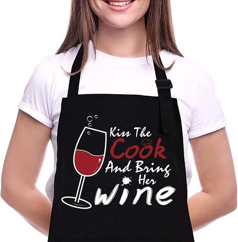 ZOORON Funny Black Chef Aprons for Men Adjustable BBQ Grill Kitchen Cooking Aprons with Pockets, Grill Accessories