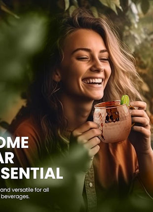 Moscow-Mix Moscow Mule Mugs - Set of 4-100% Pure Copper Mugs Large 16 oz - Food Safe - Premium Moscow Mule Cups Set of 4 - Solid Copper Cups Perfect Premium Gift