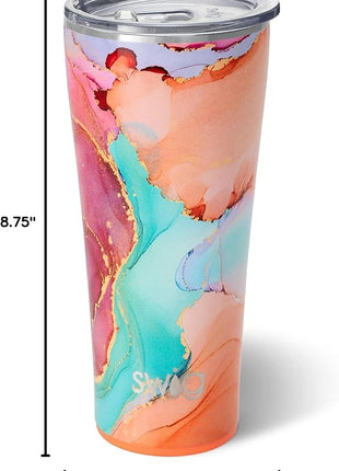 Swig Life 32oz Insulated Tumbler, Travel Coffee Tumbler with Lid, Cup Holder Friendly Travel Coffee Mug, Stainless Steel with Lid (Dreamsicle)