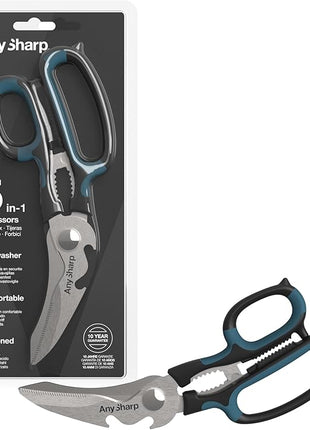 AnySharp 5-in-1 Multi-Function Kitchen Shears - Kitchen Scissors Heavy Duty with Hardened Steel Blades - Cut Chicken Bones and Thick Fabrics - Grip for Both Left and Right Handed - Dishwasher Safe