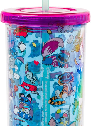 Silver Buffalo Disney Lilo & Stitch Halloween Costumes of Other Disney Characters Featuring Scrump Plastic Tall Cold Cup with Lid and Straw, 20 Ounces