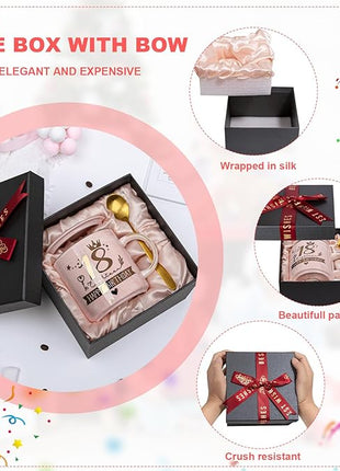 18th Birthday Gifts for Girls, Happy 18 Year Old Girl Birthday Gifts, Unique Gift Ideas for 18 Year Old Girl Daughter, Niece, Granddaughter, Presents for 18th Birthday Decorations 14 Oz Pink Mug