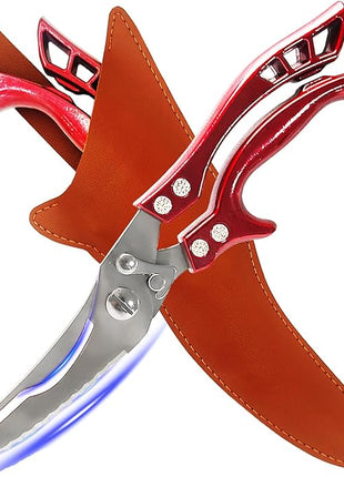 Heavy Duty Kitchen Shears by ANDONG, Kitchen Scissors,Stainless Steel Poultry Shears Heavy Duty Professional, Red