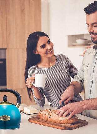 Whistling Tea Kettle Stove Top Teapot, Stainless Steel Teakettle (2.8 QUART, Blue)