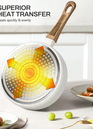 MICHELANGELO Small Frying Pan Nonstick - 6 Inch Single Egg Frying Pan, Mini Skillet with Stay-Cool Handle, Non-Toxic Omelette Pan, White