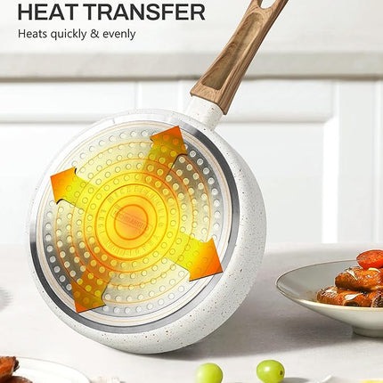 MICHELANGELO Small Frying Pan Nonstick - 6 Inch Single Egg Frying Pan, Mini Skillet with Stay-Cool Handle, Non-Toxic Omelette Pan, White