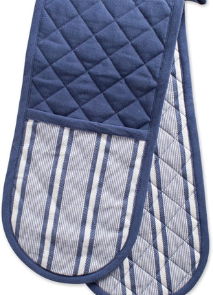 DII Double Strip Chef Kitchen Cooking & Baking Collection, Double Oven Mitt, 35x7.5, French Blue