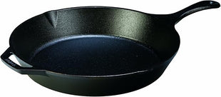 Lodge 13-1/4 Inch Cast Iron Pre-Seasoned Skillet – Signature Teardrop Handle - Use in the Oven, on the Stove, on the Grill, or Over a Campfire, Black