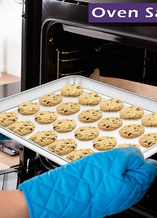 TeamFar Toaster Oven Pan Set of 2, Stainless Steel Toaster Oven Baking Tray Ovenware, 12.5’’x 9.5’’x1’’, Non Toxic & Healthy, Rust Free & Mirror Finish, Easy Clean & Dishwasher Safe