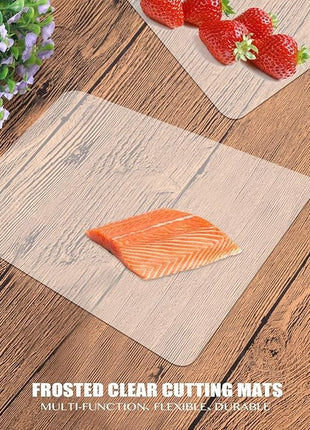 Flexible Plastic Cutting Board Mats set, Clear Kitchen Cutting Board Set of 2 Clear Mats