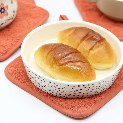 Cotton Pot Holders Cotton Made Machine Washable Heat Resistant Everyday Kitchen Basic Terry Pot Holder, Hot Pads, Trivet for Cooking and Baking Set of 4 (Orange)