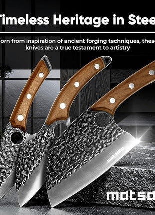 Matsato Knife Set 3-Piece Kitchen Knives, Cooking Chef Knife Set, Cleaver, Kitchen And Chef Cutting and Chopping Knives Sets Juego De Cuchillos Para Cocina