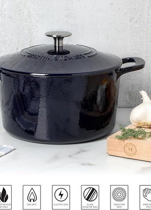 Martha Stewart Gatwick 4 Quart Enamel Cast Iron Dutch Oven - Navy Blue