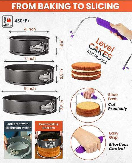 RFAQK 700PCs Cake Decorating Kit with Baking Supplies - Cake Turntable for Decorating with Baking Pans, Leveler, 24 Numbered Piping Tips, 2 Spatulas, Fondant Tools, Video Course, Pattern Chart & More