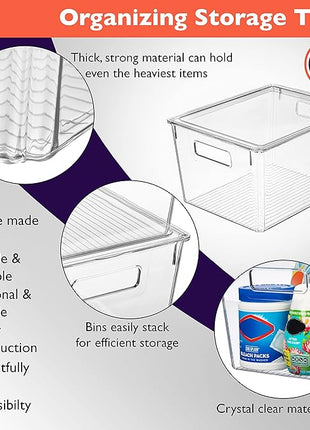 ClearSpace Plastic Storage Bins with Lids X-Large – Perfect Kitchen Organization, Desk Organizer or Pantry Storage – Desktop Organizer, Pantry Organization and Storage Bins, Cabinet Organizers
