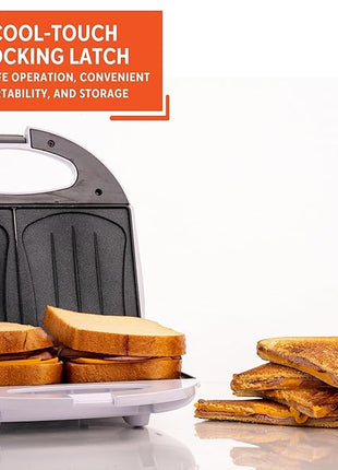 IMUSA 2 Slot Electric Sandwich Maker White Nonstick Press for Grilled Sandwiches and Quick Snacks