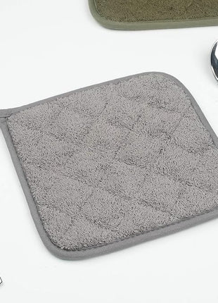 100% Cotton Kitchen Everyday Basic Terry Pot Holder Heat Resistant Coaster Potholder for Cooking and Baking Set of 5 Grey