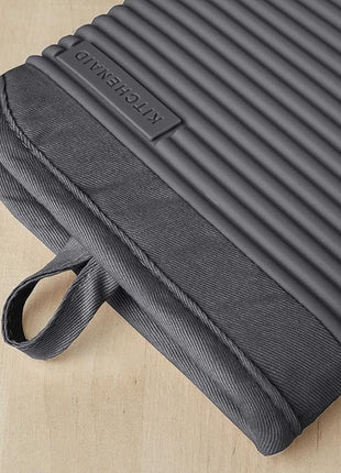 KITCHENAID Ribbed Soft Silicone Oven Mitt 2-Pack Set, 7.5"x13", Charcoal Grey