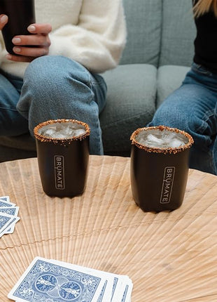 BrüMate Rocks 100% Leak-Proof 12oz Insulated Lowball Cocktail & Whiskey Tumbler - Double Wall Vacuum Stainless Steel - Camping, Travel Tumbler & Cocktail Glass (Nightfall Blue)