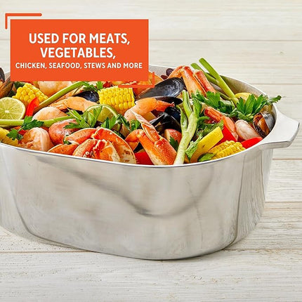 IMUSA USA Heavy Duty Cajun Oval Aluminum Roaster 15, Silver