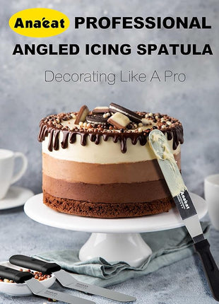 Anaeat Icing Spatula, Professional Cake Angled Offset Spatula with 12" Stainless Steel Blade - Thickened Frosting Knife with Durable Plastic Handle for Cake Decorating, Pastry & Baking