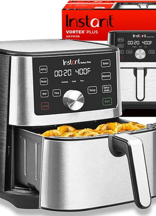 Instant Pot 4QT Vortex Plus 6-in-1 Mini Air Fryer, Custom Program Options, Crisps, Broils, Roasts, Dehydrates, Bakes, Reheats, 100+ In-App Recipes, Stainless Steel,4 Quarts