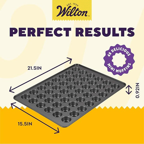 Wilton Perfect Results Non-Stick Mega Mini Muffin Pan, 48-Cup Cupcake Pan, Steel