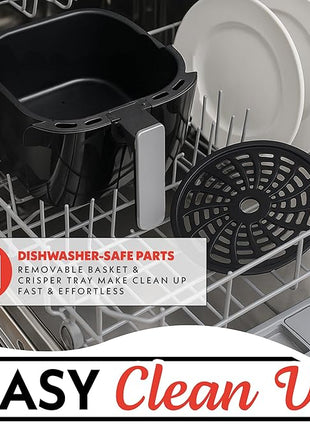 Gourmia Air Fryer Oven Digital Display 4 Quart Large AirFryer Cooker 12 1-Touch Cooking Presets, Black and Stainless Steel Accents Fry Force GAF486