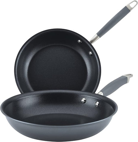 Anolon Advanced Home Hard-Anodized Nonstick Skillets (2 Piece Set- 10.25-Inch & 12.75-Inch, Moonstone)