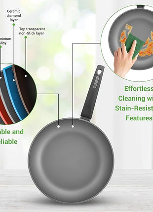 NutriChef 12-Piece Nonstick Kitchen Cookware Set-PTFE/PFOA/PFOS-Free Heat Resistant Lacquer Kitchen Ware Pots Pan Set Dark Gray/Red- Saucepot, Pans, Cooking Pot Oven Pot, Lid, Utensil - NCCW12RED