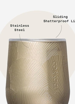 Corkcicle Stemless Wine Tumbler - Keeps Drinks Cold for 6 Hours - Triple-Insulated Stainless Steel - Non-Slip Base - Summer Drinkware Gift - Keeps Drinks Ice Cold - 12 oz - Champagne Dreams