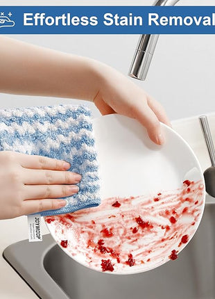 JOYMOOP 108 Packs Microfiber Cleaning Cloths, 10" x 10" Reusable Kitchen Towels, Lint-Free Cleaning Rags, Super Absorbent Cleaning Cloths for Kitchen, Car, and Household Cleaning, Blue