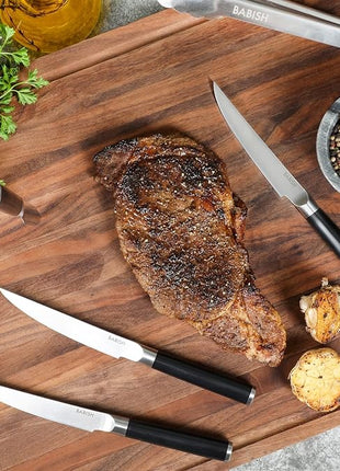 Babish 4-Piece Forged Kitchen Steak Knife Set – High-Carbon 1.4116 German Steel Cutlery – Sharp & Durable Steak Knives for Dining and Grilling