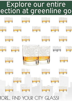 Greenline Goods Whiskey Glasses - 10 oz Tumbler Set for San Diego lovers, Etched with San Diego Map Old Fashioned Rocks Glass - Set of 2