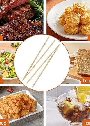 2 Pieces Natural Bamboo Toast Tongs, bamboo tongs,10.2 Inches Long Tongs with Anti-slip Design,for Toaster,Fruits, Bread & Pickles, Kitchen Utensil, Salad, Pasta, Grilling, BBQ