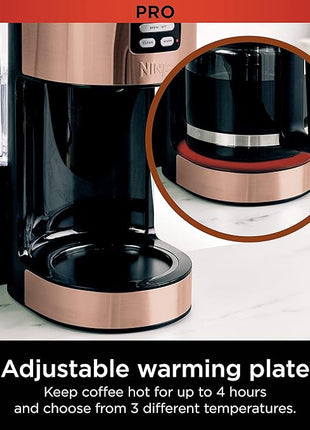 Ninja Programmable XL 14-Cup Coffee Maker PRO with Permanent Filter, 2 Brew Styles Classic & Rich, Delay Brew, Freshness Timer & Keep Warm, Dishwasher Safe, Copper, DCM201CP