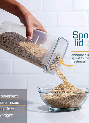 14 PCS Airtight Food Storage Containers with Lids set, BPA Free Leak-proof Kitchen and Pantry Organization Canisters for Cereal, Pasta, Dry Food, Flour Sugar, Stackable, Free Label, Marker, Scoop